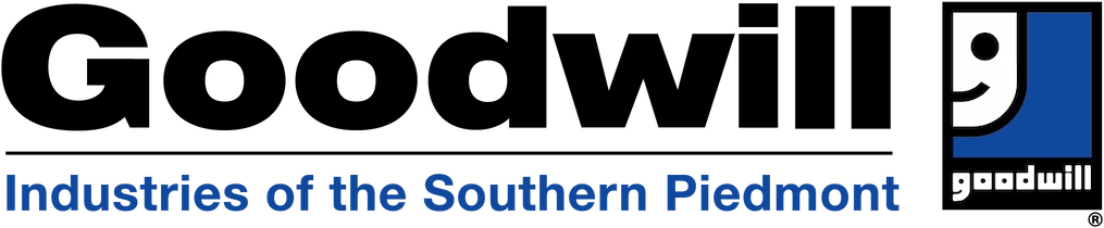 Goodwill Industries of the Southern Piedmont logo with a stylized smiling face in a blue square and "goodwill" written below.